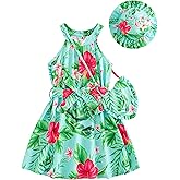 Yhnslsf Toddler Girls Summer Dresses Casual Halter Neck Sleeveless A-Line Dress 3-Piece Spring Swing Party Sundress for 2-8T