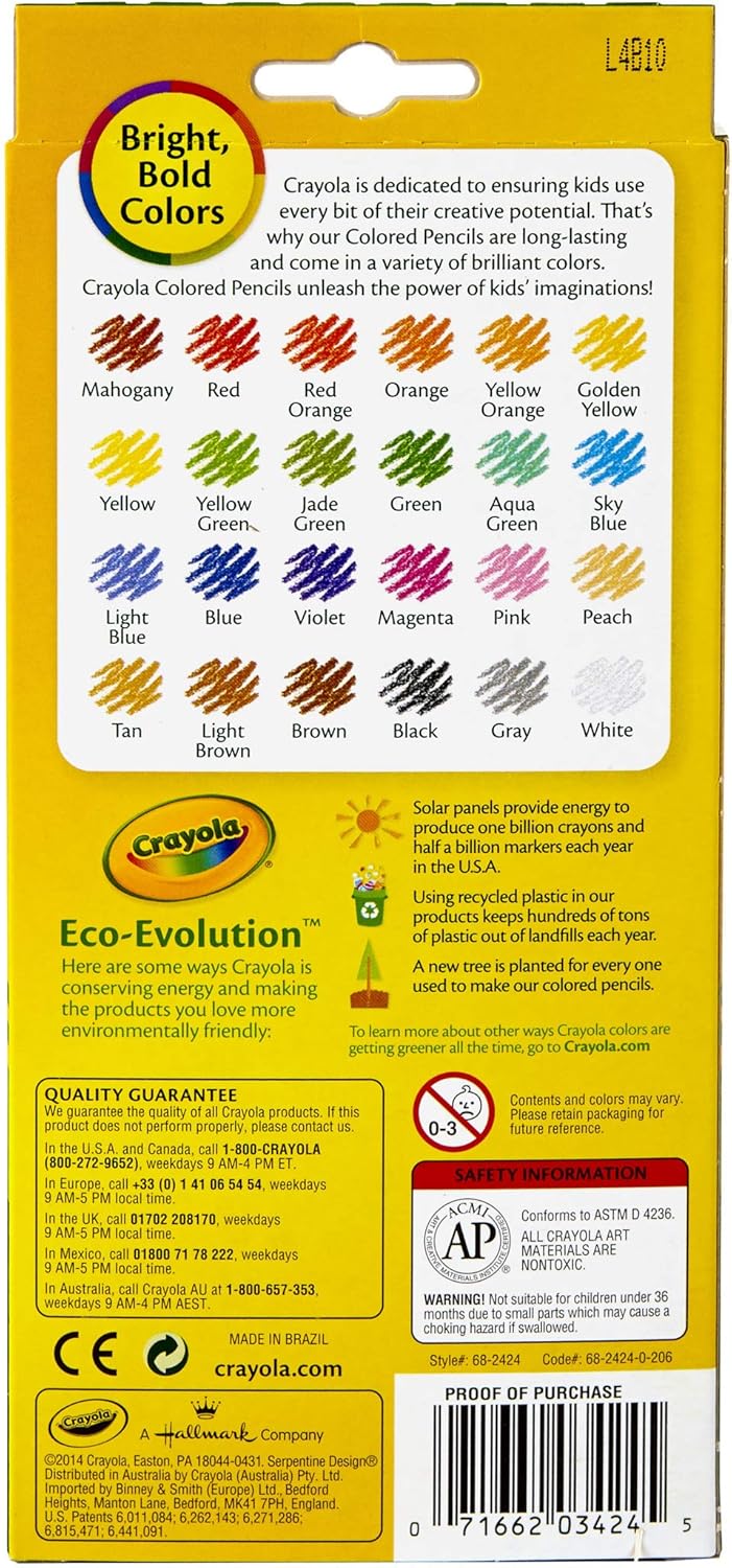 Crayola Erasable Colored Pencils, Kids At Home Activities, 24 Count, Assorted., Long: Toys & Games