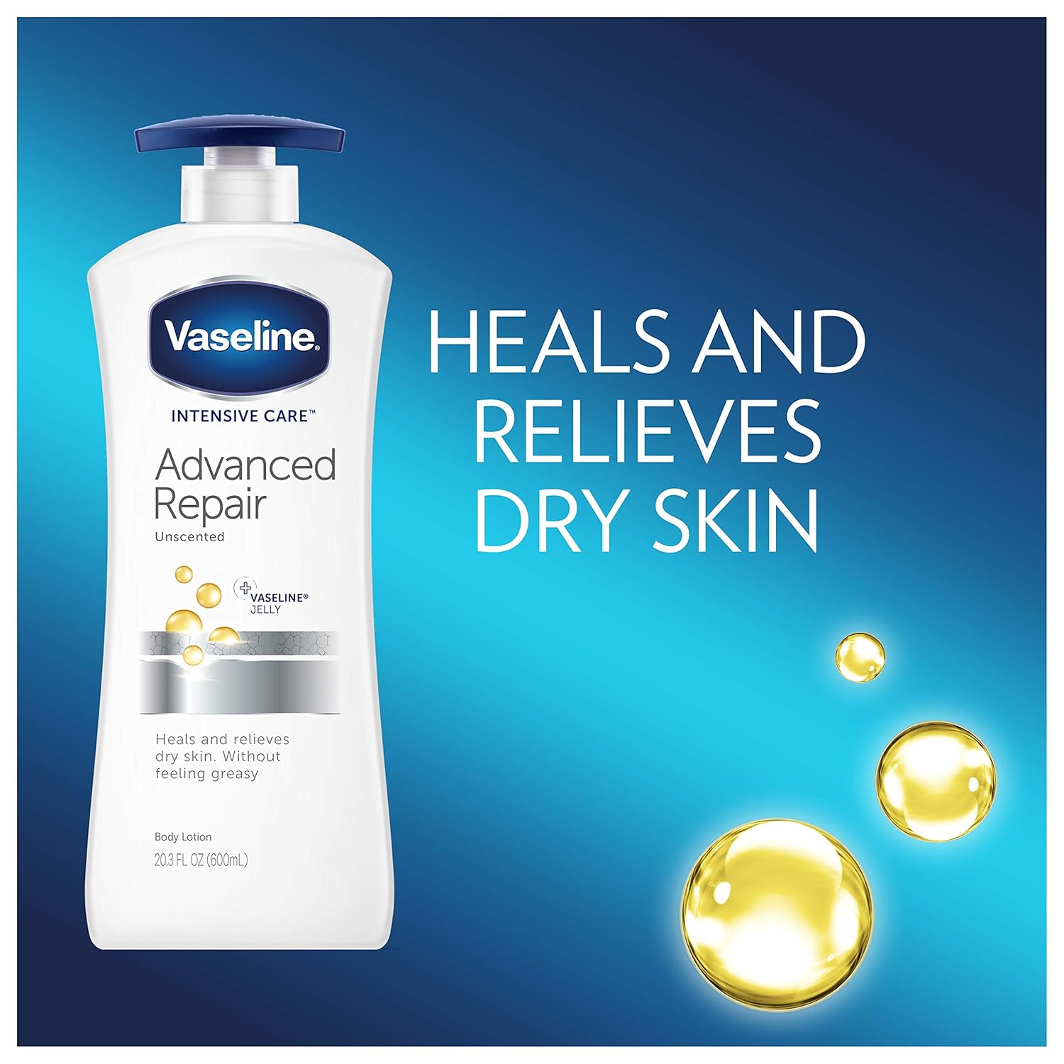 Vaseline Intensive Care Advanced Repair Lotion For Dehydrated Skin Unscented Dry Skin Lotion Repairs Skin in Just 5 Days 20.3 oz 3 count : Beauty