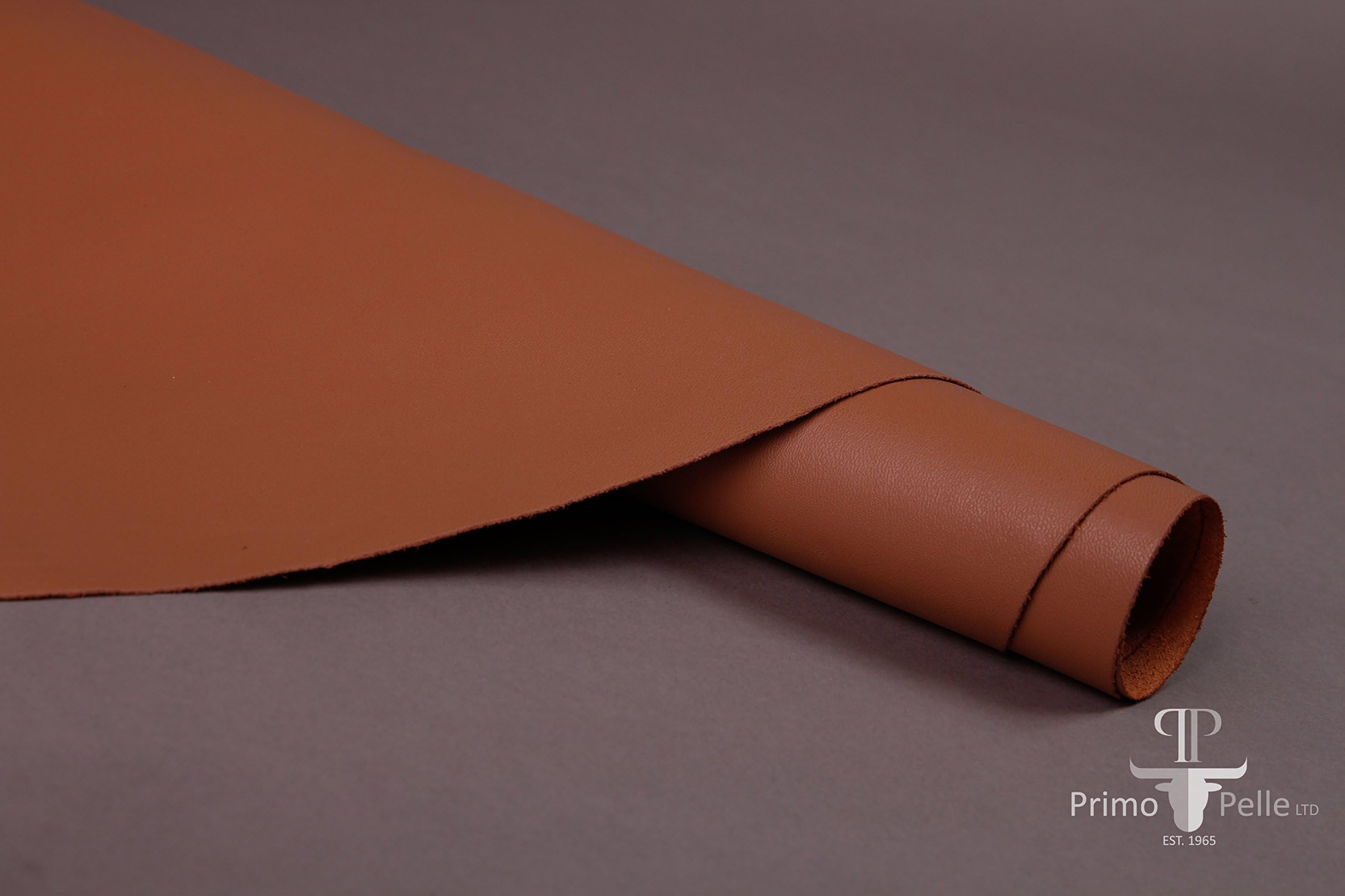 PRIMO PELLE Leather hides, CLASSIC Collection, genuine full grain chrome tanned cow skins! various colours and sizes. [8.5" × 8.5" = 0.5 sq ft, CAMEL]