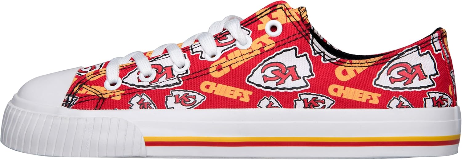 NFL Womens Low Top Repeat Print Canvas Shoe: Kansas City Chiefs, Medium : Clothing