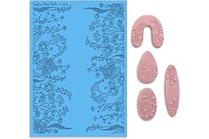 GOTO CLAY TOOLS Wildflower Border Texture Sheets for Polymer Clay, Achieves The Same Texture as a Polymer Clay Roller, Flower Border Texture mat for Polymer Clay – TM-584