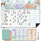 Reward Chart for Multiple Kids 17 x 12 Inch Dry Erasable Chore Chart | Magnetic Responsibility Chart, Chore Chart, Behavior Chart,Star Chart for Toddlers | Large Size with White Board Marker