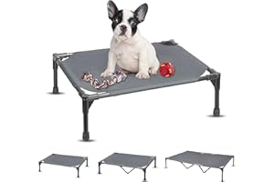 MOONLIGHT PET SUPPLIES Elevated Dog Bed Raised Dog Bed Cot Bed Small Medium Large Dogs Outdoor Cooling Dog Bed Pet Cat Bed Breathable Mesh Washable (Small, Grey, 22''L x 17''W)