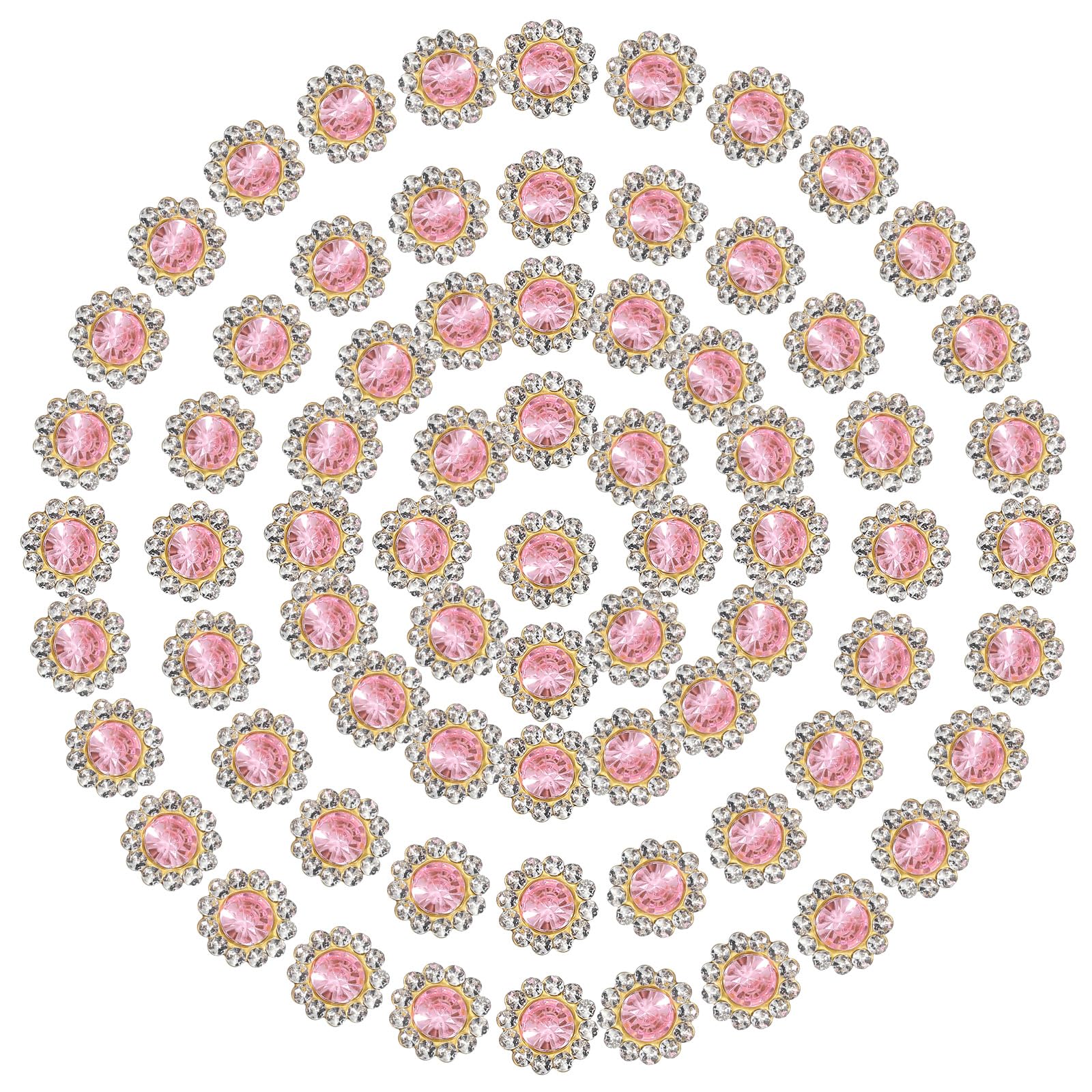 PATIKIL 100 Pcs Sew on Rhinestones Crystals 10mm 2 Layers Sewing Sunflower Flower Claw Rhinestones Crystals Glass Gems Metal Base for Wedding Dress Clothes Crafts Decoration, Pink