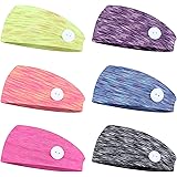 Finrezio 6 Pcs Button Headbands for Women Men Elastic Hair Bands Ear Protection Non Slip Polyester Head Wrap Adjustable for N