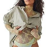 KMBANGI Women's Mesh Lace Long Sleeve Top Mock Neck Sheer Blouse Floral Lace Layering Tops Y2k See Through Tee Shirt
