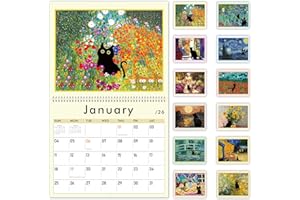 GuassLee Cat Wall Calendar 2026-2027, Vertical Wall Calendar 2026, 18-Months Hanging Art Calendar Jan. 2026 to Jun. 2027, 14" x 23" Monthly Planner Wall with Thick Paper for Office School Home Teacher