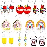 AUGSUN 8 Pairs Leather Earrings for Women Lightweight Faux Leather Leaf Long Dangle Earrings Teardrop Earrings Set Valentines Day Gift