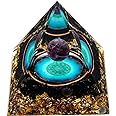 MXiiXM Orgone Pyramid for Positive Energy, Amethyst Crystal Ball Orgone Pyramid, Protection Crystals Energy Generator for Str