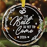 Engagement Gifts for Couples, The Best is Yet to Come Ornament 2024, Newlywed Gifts for Couples, Happy Engagement Gift for Her, Bride, Friends, Just Engaged Presents, Glass Engage Ornament 2024