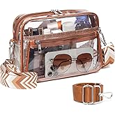 QOECI Clear Bag for Stadium Events with 2 Long Straps, See Through Purse for Women Crossbody Bag Concert Stadium Approved