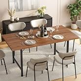 STHYTON 47.2"-63" Extendable Dining Table, Kitchen Table for 4-8 People, Modern Dinner Tables Furniture for Dining Room, Kitchen, Office, Living Room, Space Saving, Walnut and Black 999HBSCZ120
