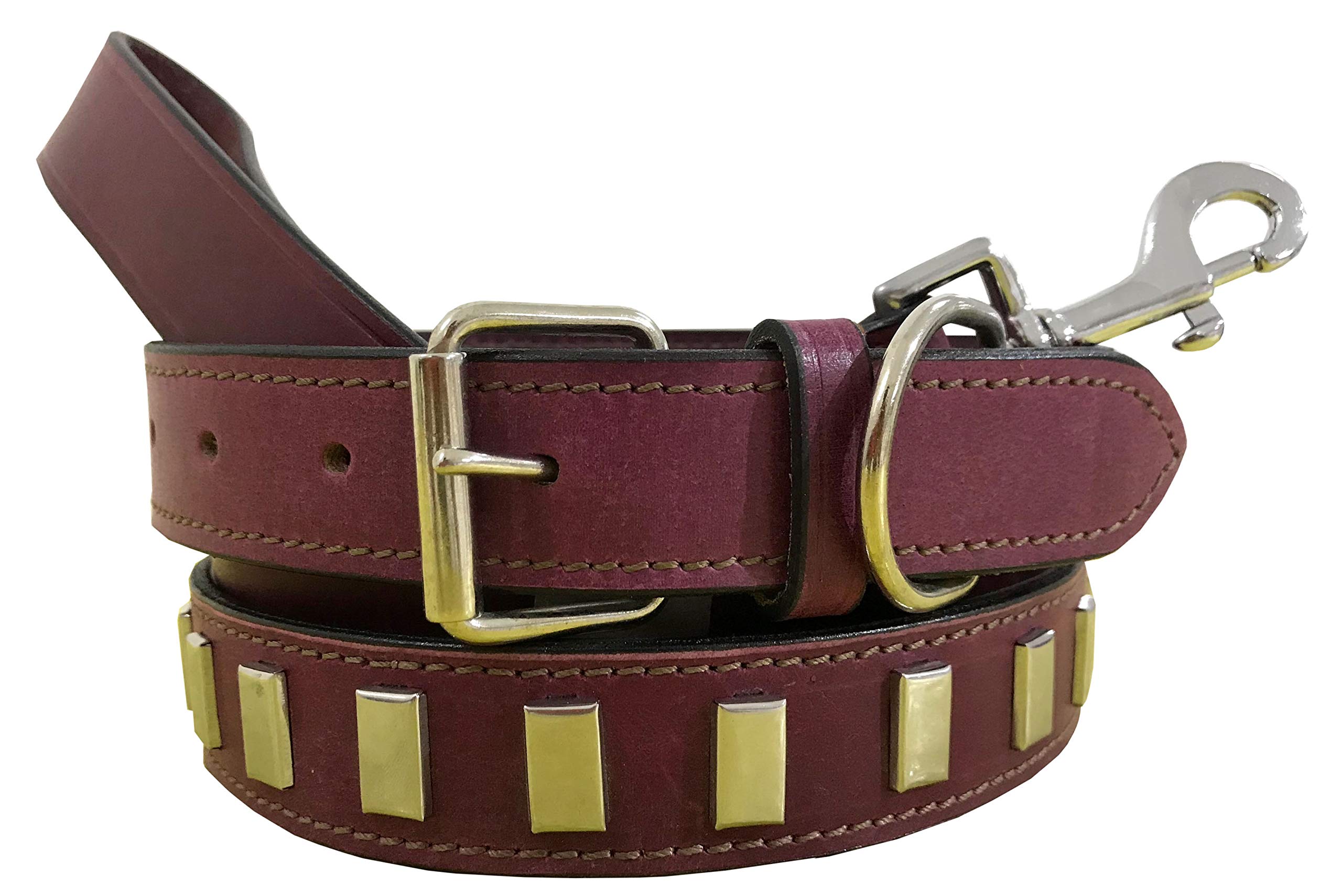BRADLEY CROMPTON Genuine Leather Matching Pair Dog Collar and Lead Set S