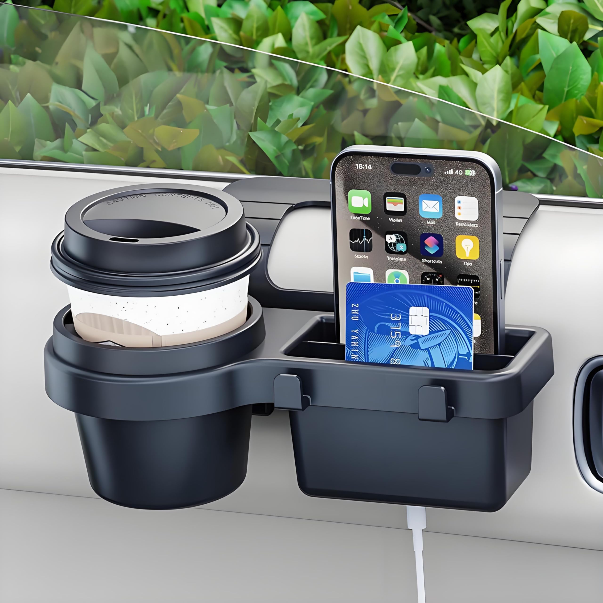 Photo 1 of GDQ Car Window Organizer, Multi-Functional Window Mount Storage Rack with 2.79 Inch Cup Holder, Phone Holder, Key Hook & Charging Port, Universal Fit for SUV Truck Sedan?1 Pack?