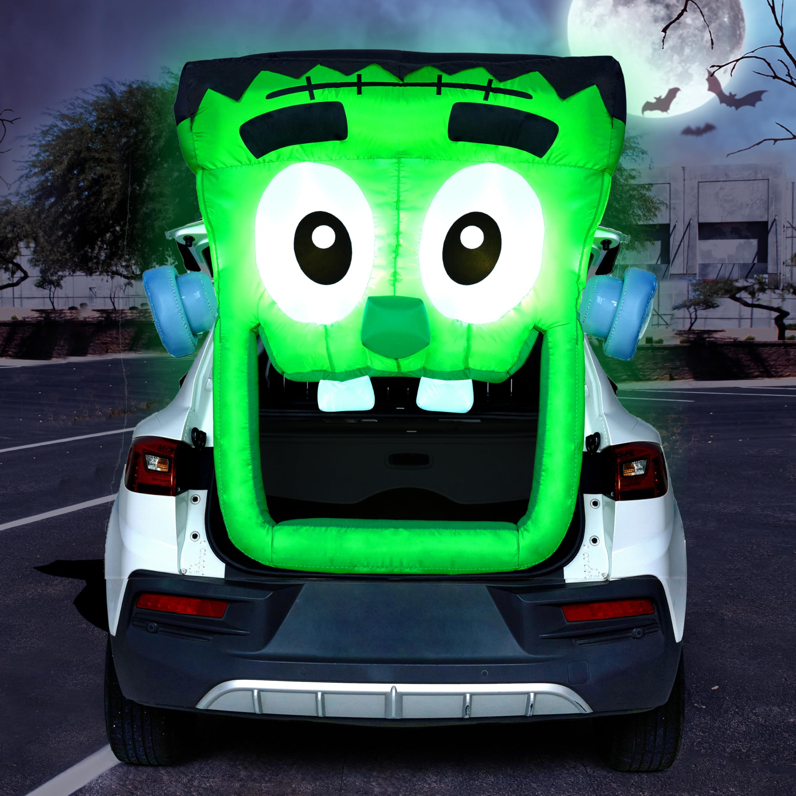 Photo 1 of Joiedomi 4.3 FT Halloween Inflatable Outdoor Decorations, Trunk Or Treat Car Decoration, Blow Ups Green Zombie with Built-in LEDs for Car Decor, Halloween Yard Decor
