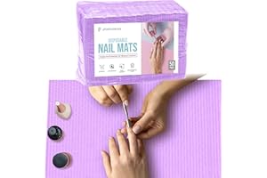 PLASTCARE USA Disposable Nail Mats 50 Pcs - Salon Paper Towel and Table Cover for Nail Tech - 3 Ply Waterproof Manicure Prep Pads - Acrylic Art Supplies and Accessories (Purple)
