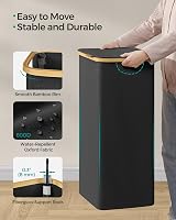 SONGMICS 90L Laundry Basket with Lid Large Collapsible 42x32x70.5 cm Ink Black view 7