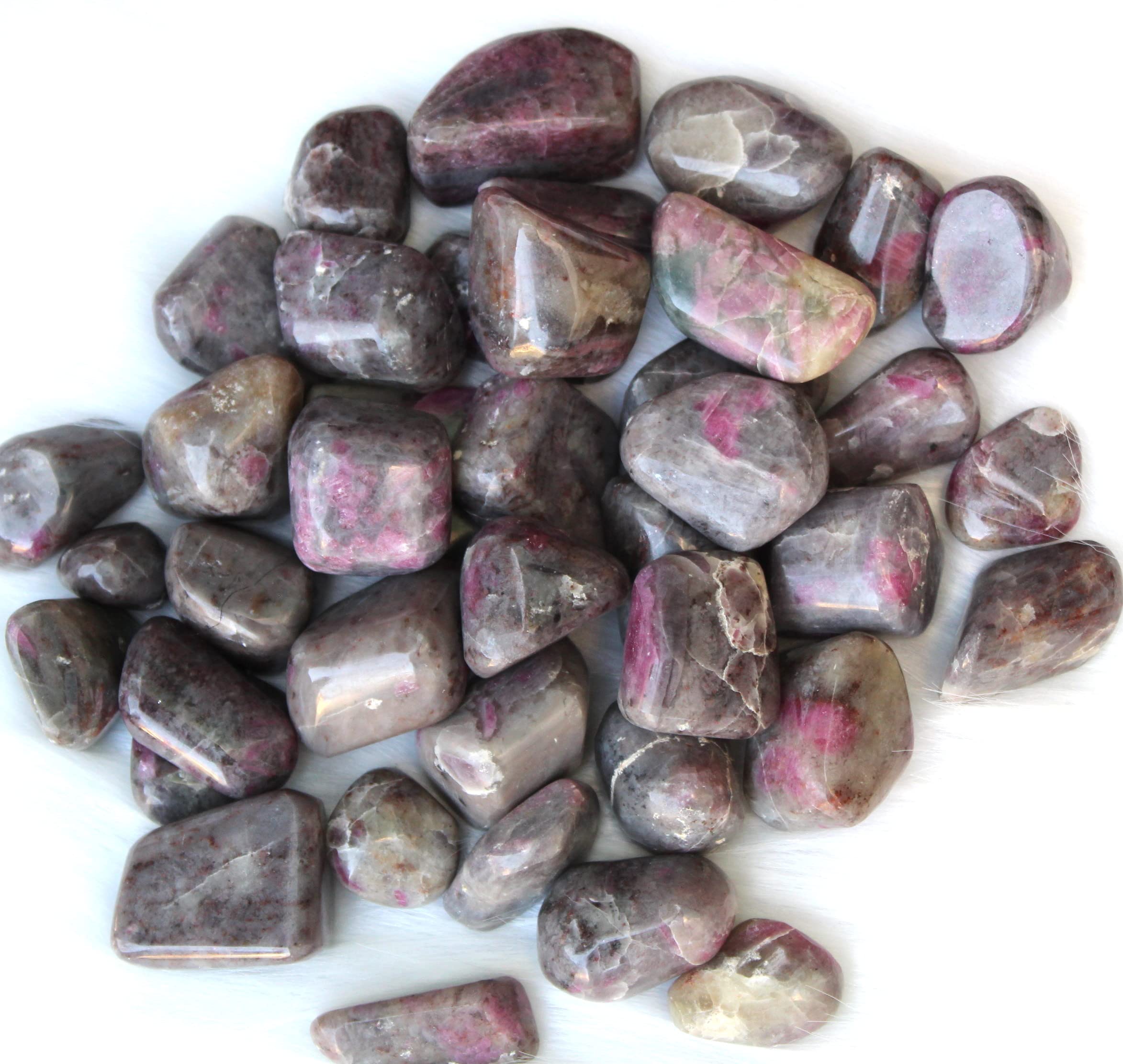 Jet International Rare Ruby Feldspar Tumbled Stone 100 Grams 1" - 1.5" Genuine A Grade W/Velvet Pouch Superior Quality Original Gemstone Natural Polished Spiritual Psychic Healing Positive Energy