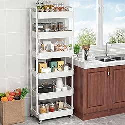 Sywhitta 6-Tier Plastic Rolling Utility Cart with