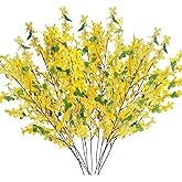 HO2NLE 12Pcs Artificial Forsythia Branches: 23.6" Silk Yellow Flowers Faux Forsythia Branches Fake Spring Flowers Artificial for Decoration Wedding Office Home Party Dining Table Vase Indoor Outdoor