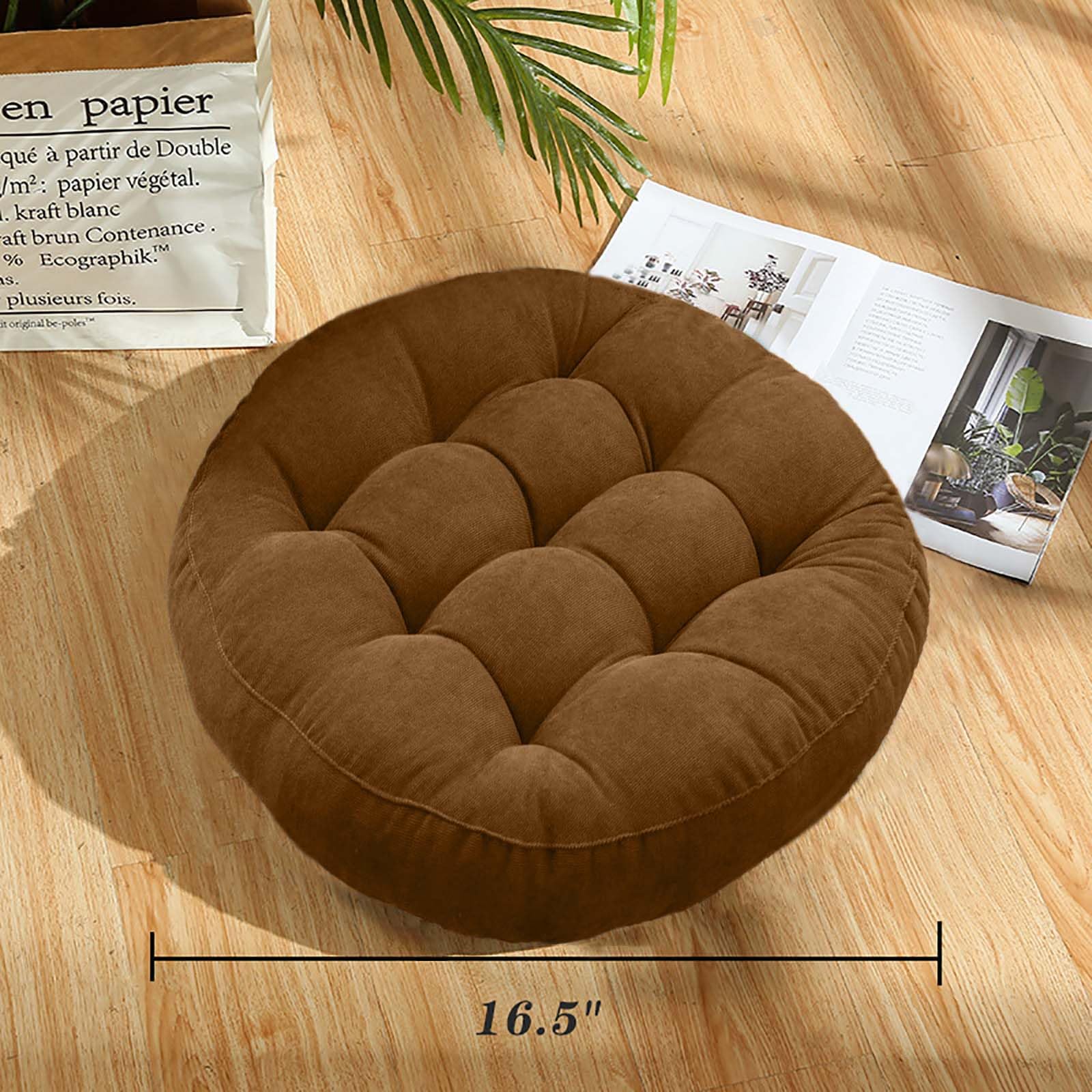 Meditation Floor Pillow Set of 2 Large Round Floor Cushions for Adults Tufted Corduroy Floor Seat Pillows Cushion for Living Room Tatami Yoga,Dark Grey - Image 2