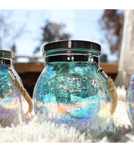 Amazon.com: Cooo 6 Pack Heavy Crackle Glass Solar Lantern and 2