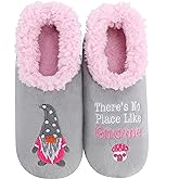 Snoozies Gnome Slipper Socks for Women, Gnome Gifts and House Slipper Soft Non-Slip, Sherpa Lining, Indoor Cute