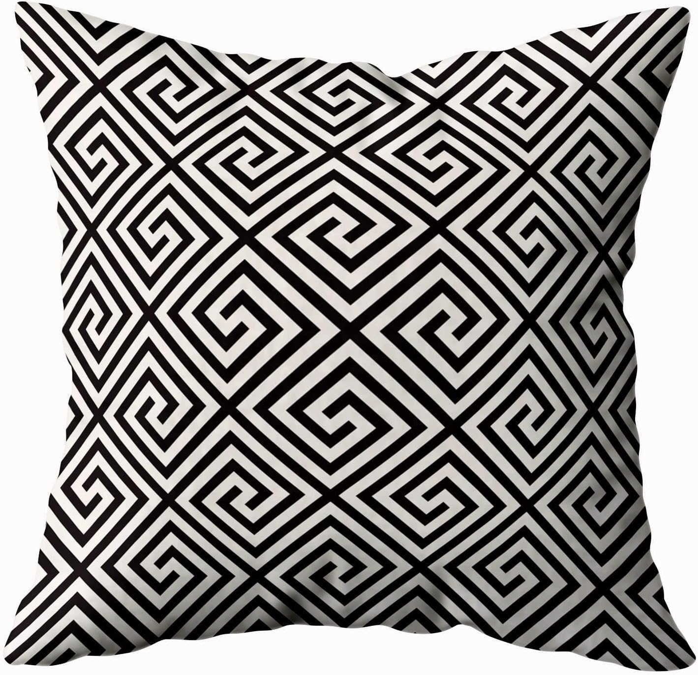 Capsceoll Art Pillow Case, Pattern Modern Stylish Texture Repeating Greek Monochrome Swatch with 20x20 Pillow Covers,Home Decoration Pillow Cases Zippered Covers Cushion for Sofa Couch