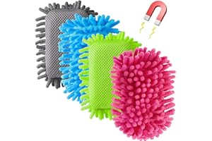 Epakh 4 Pieces Dry Erase Erasers Magnetic Whiteboard Eraser Washable Microfiber Shag for Classroom, Home and Office Use(Gray, Blue, Green, Rose Red)