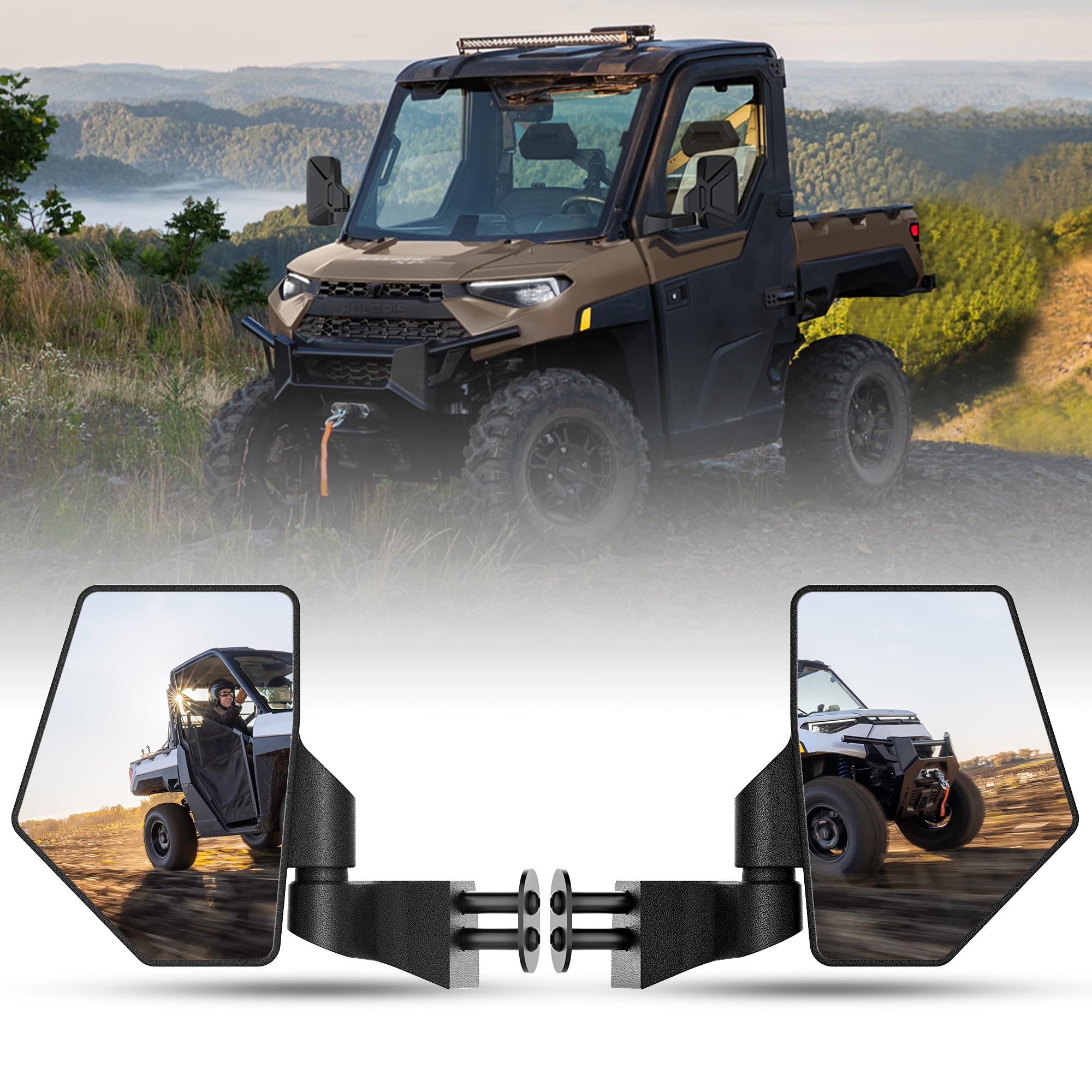 Photo 1 of Upgraded Ranger Side Mirrors Door Mounted, Esploratori UTV Side Mirrors 7.95" x 5.7" for Full-Door Polaris Ranger Compatible With 2018-24 Polaris Ranger CREW SP XP 570 1000 2019-24 Commercial Pro XD