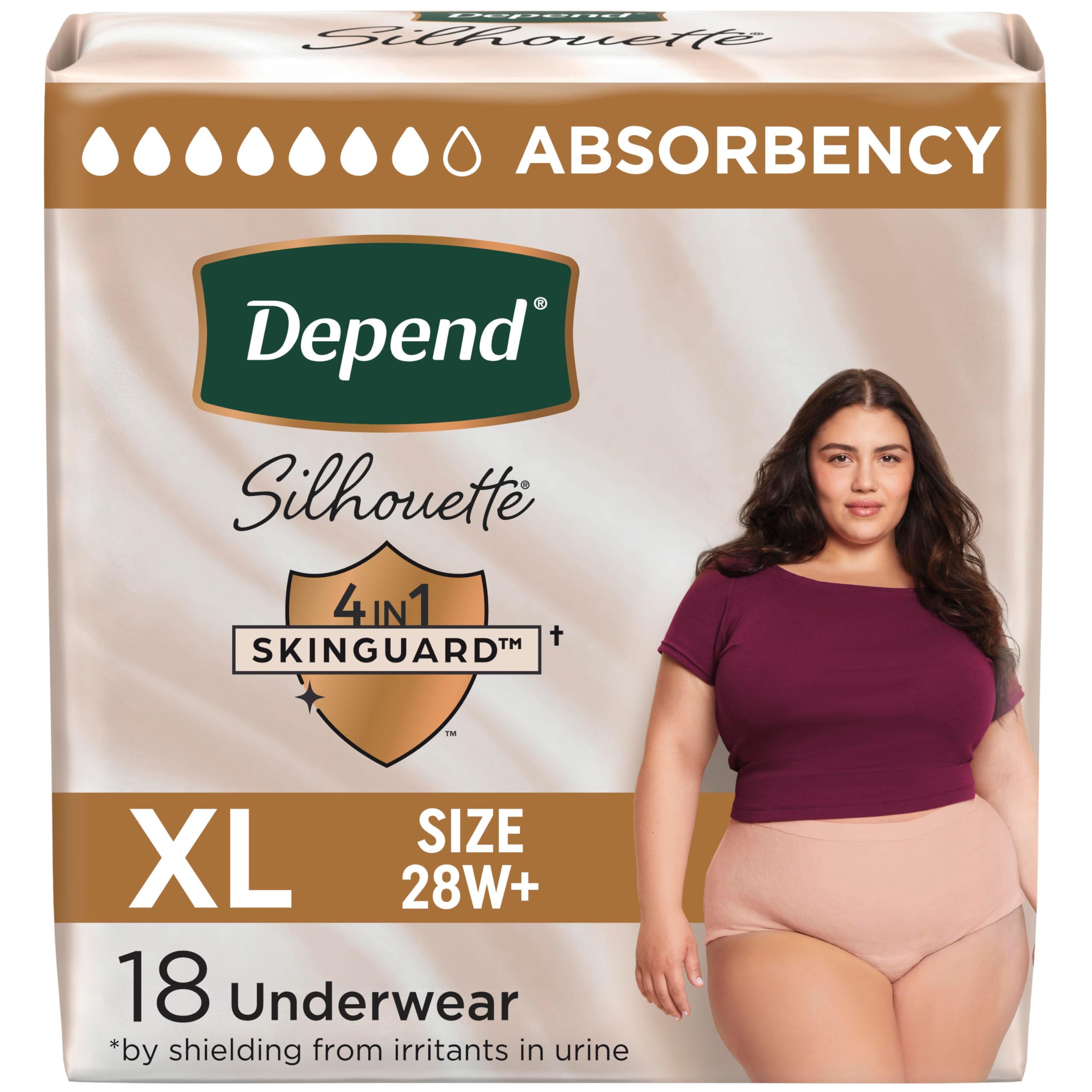 Photo 1 of Depend Silhouette Adult Incontinence & Postpartum Bladder Leak Underwear for Women, Maximum Absorbency, Extra Large, Pink, 18 Count, Packaging May Vary