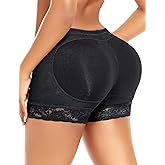 DERCA Padded Underwear for Women Butt Lifter Seamless Booty Pads Butt Enhancer Panties Lace Shapewear Boyshorts