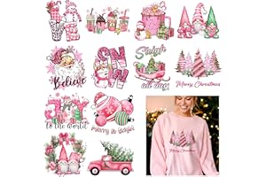 Cysincos Iron on Stickers Heat Transfer Decal Patches Vinyl for T-Shirt Clothing Hat Pillow Backpack DIY Craft Supplies (Christmas-12pcs)