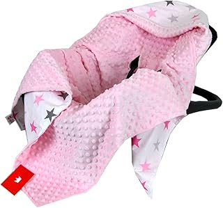 BabyLux Baby EINSCHLAGDECKE 90x90 cm Babyschale Kinderwagen Buggy Minky Decke (10. Rosa + Sterne)