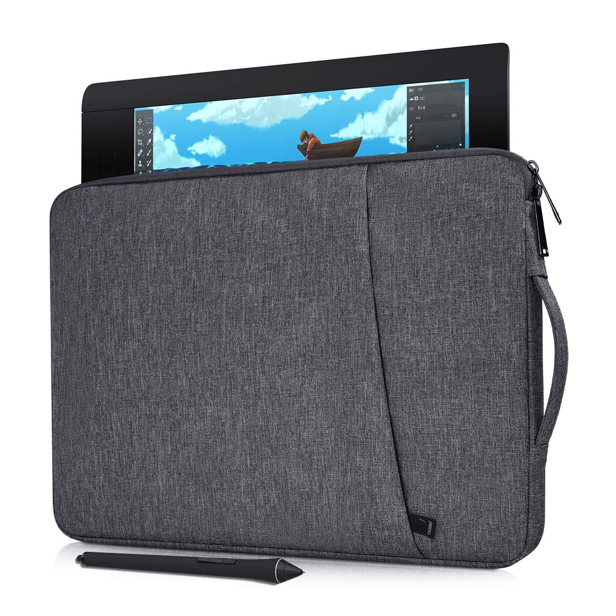 Photo 1 of Drawing Tablet Sleeve Carrying Case for Huion Inspiroy H1060P/ Kamvas 13/Kamvas Pro 12/ HS610, Wacom Intuos Pro Medium/Wacom One DTC133, Space Grey