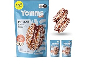 Yomms Coco Twist Pecans Halves – Low Sugar Healthy Dessert Snack | Sweet Coconut & Crunchy Pecan Snack | Lightly Sweetened, Honey Roasted Mixed Nuts | Great for Snacking, Salads - 3.5oz - Pack of 3