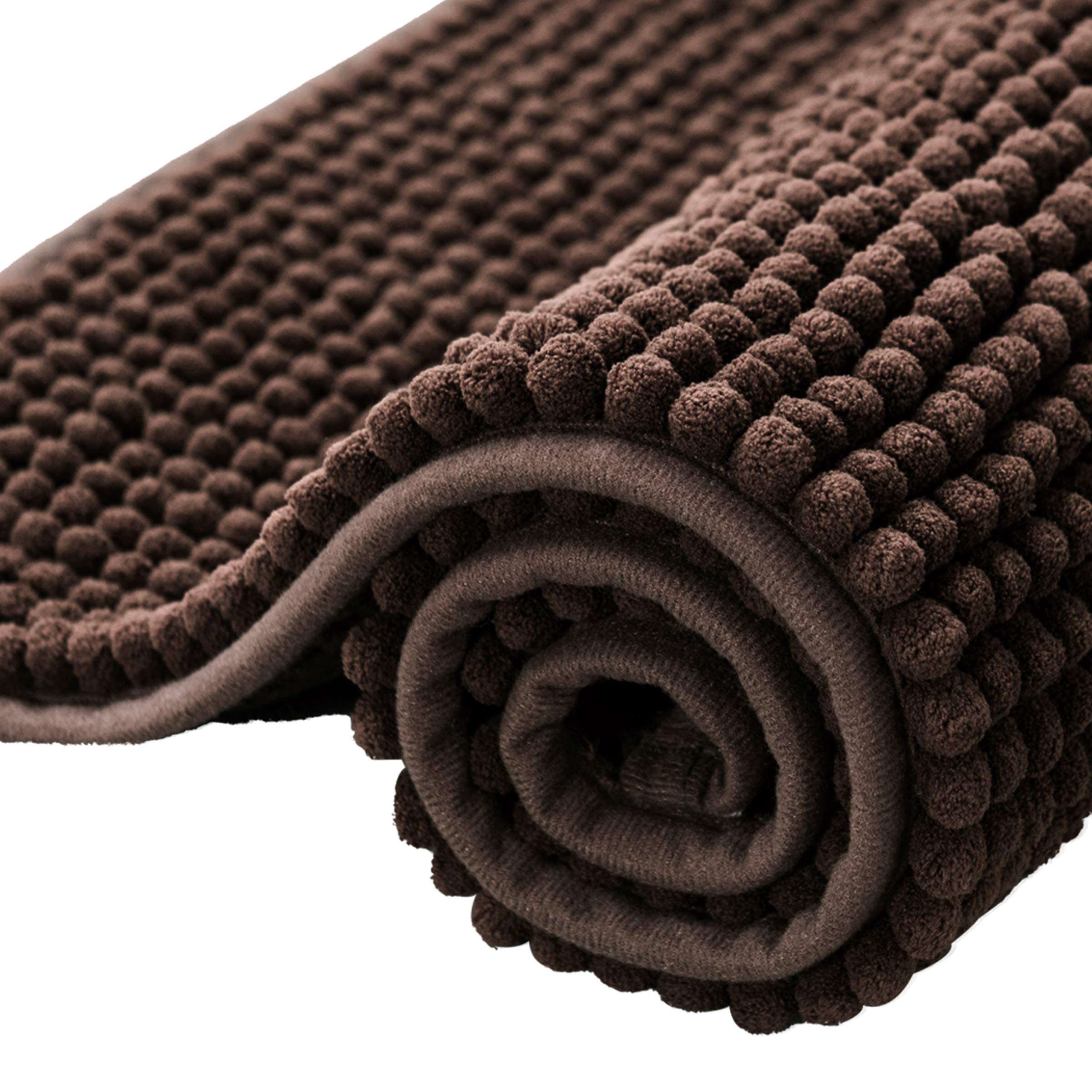Photo 1 of SUBRTEX Bathroom Rugs Chenille Bath Rug Soft Short Plush Bath Mat Soft Shower Mat Water Absorbent Shower Mat Quick Dry Machine Washable(Chocolate,16" x 24")