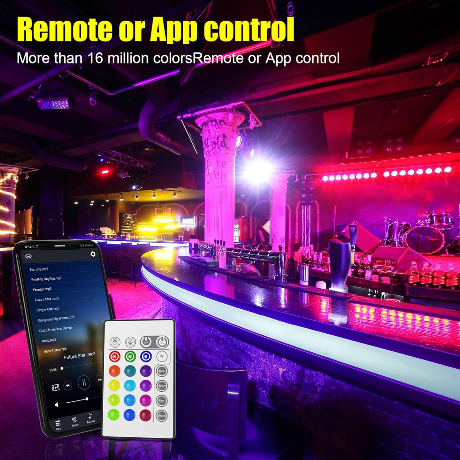 maylit Led Strip Lights, 32.8ft Bluetooth APP Controller RGB LED Light Strip, 5050