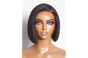 LUVME HAIR 8'' Blunt Cut Bob Wig Human Hair Pre Cut Glueless HD Lace Closure Wig Pre Plucked Mature Boss Side Parted Straigh Human Hair Short Wigs For Women