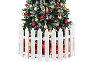 MCEAST 16 Pieces Christmas Tree Fences White Picket Fence Border 4.6 x 12 Inches Mini Plastic Decorative Fences Christmas Tree Barrier for Dogs Kids Home Wedding Fairy Garden Party