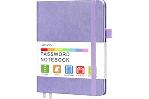UpUGo Password Book with Alphabetical Tabs, Internet Address and Password Keeper Notebook for Computer & Website Logins, Medium Compact Size, Lavender