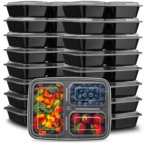 Amazon.com: EZ Prepa [40 unidades] 32oz 3 Compartimiento ...