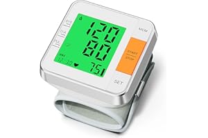 FOTOSY Blood Pressure Monitors for Home Use Accurate Wrist Blood Pressure Machine Adjustable 5.3"-7.7" BP Cuff for Home Use 2x120 Sets Memory Backlight LCD Display with Carrying Case