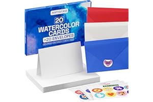 ARTISTRO 20 Watercolor Cards and 20 Envelopes 5x7 Inches - Heavyweight Paper Cards 140lb (300gsm) - Watercolor Postcards for DIY Thank You Card, Greetings Cards, Christmas, Invitations, Birthday