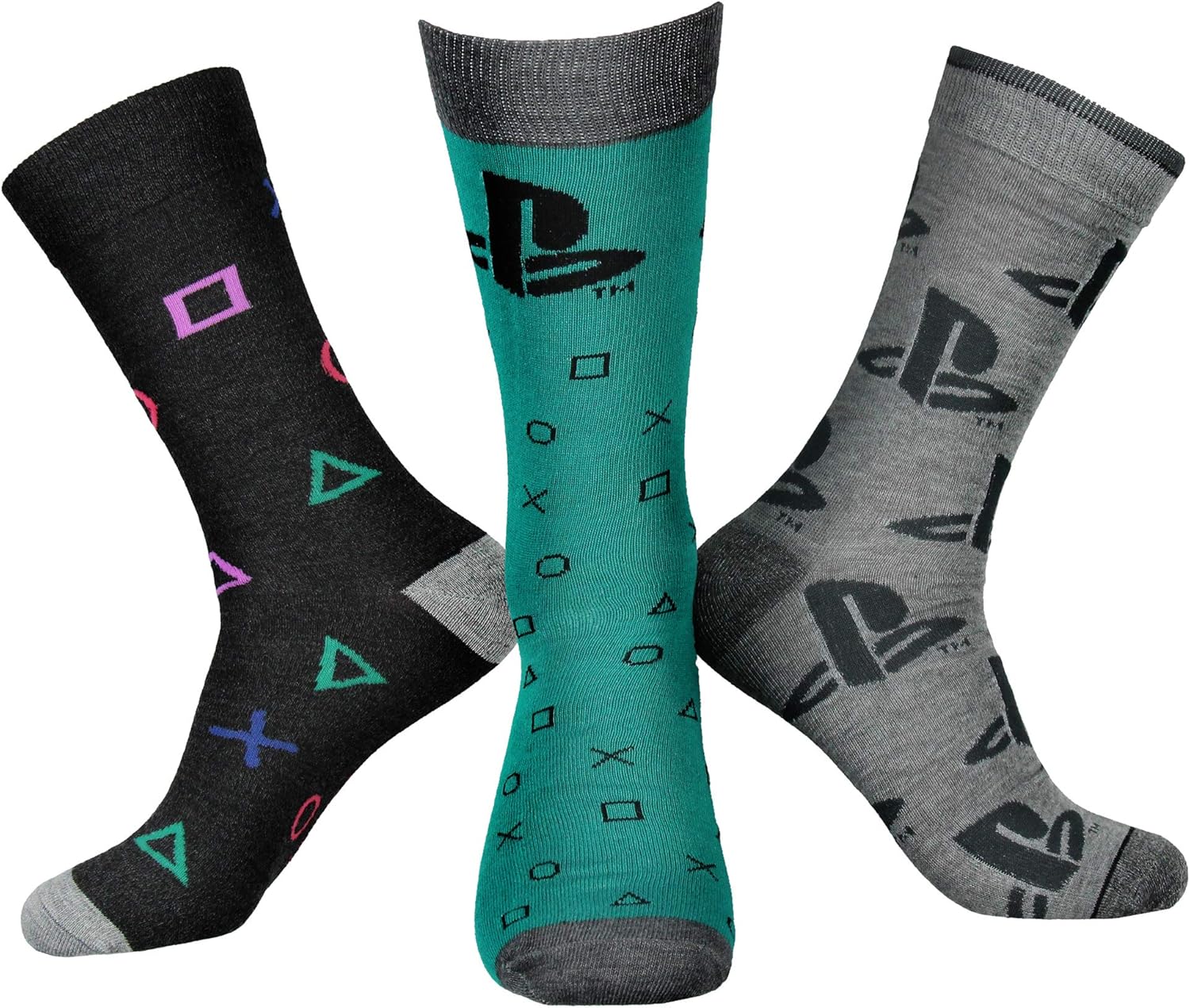 PlayStation Socks Men's Video Game Gaming Logo Patterns 3 Pack MidCalf