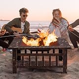 Yaheetech Outdoor Fire Pit 81cm Square 3-in-1 with Cover and Poker Copper view 4