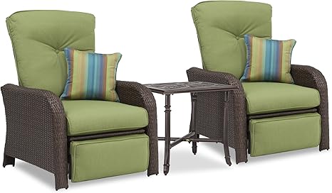 Sawyer Patio Recliner Set Includes 2 Recliners Green Wicker