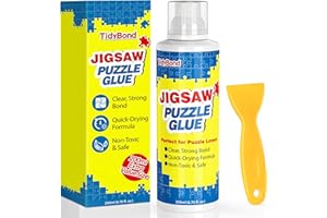 Colle pour puzzle avec embout éponge et raclette - Transparent - Séchage rapide - Pour puzzles de 1000/3000/5000 pièces - Adh