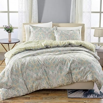 Amazon Com Kaputar 3 Piece Reversible Printed Paisley Medallion